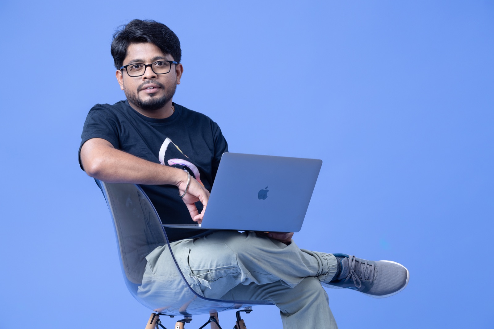 Gangadhar Ure with his laptop